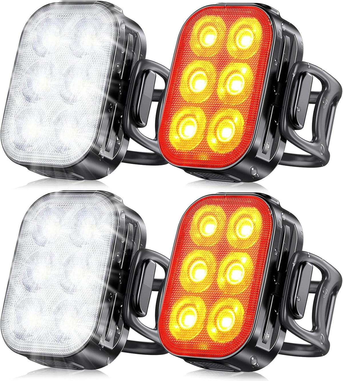 Bike Light Set Front & Rear Ultra Slim USB Rechargeable