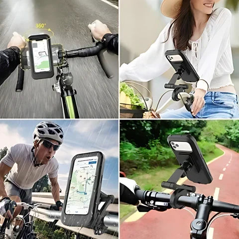 Bike Phone Holder Waterproof 360 Degree Rotatable Touchscreen Window