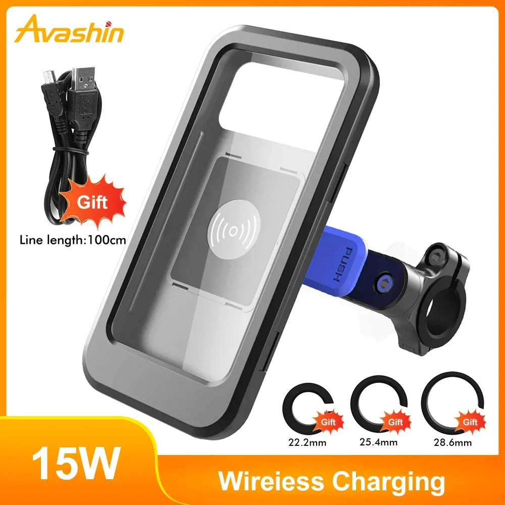 Bike Phone Mount Waterproof 15W Wireless Charging