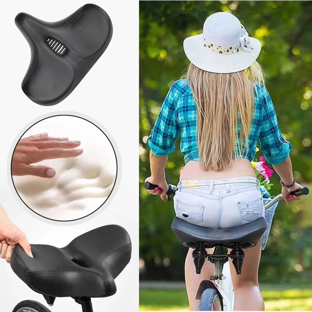 Bike Saddle Ergonomic Memory Foam Ventilated Dual Springs