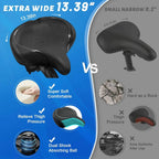 Bike Seat Cushion Wide Memory Foam Gel Dual Springs