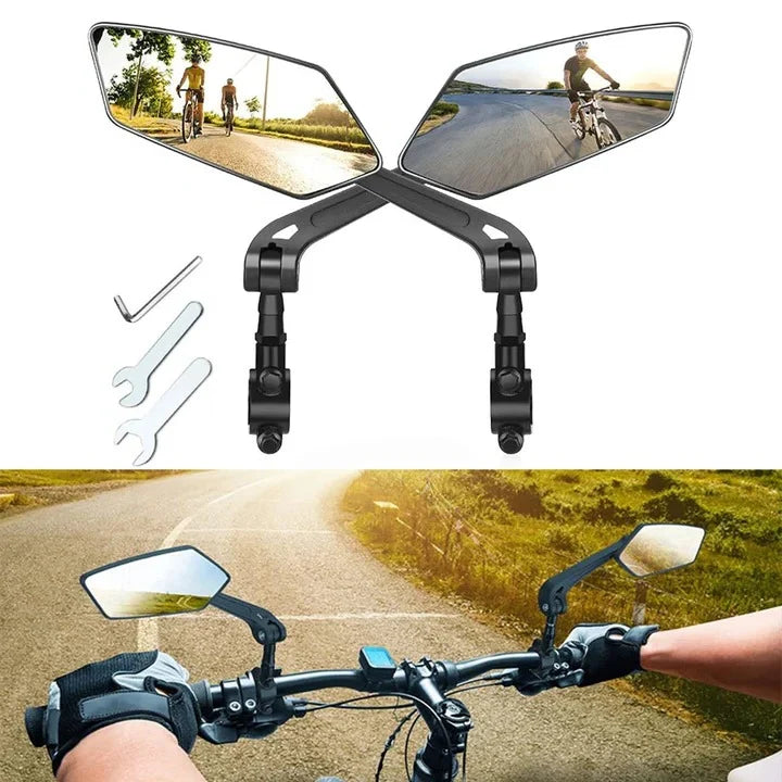 Bike Side Mirrors HD Flat Glass Foldable 360-Degree Rotation