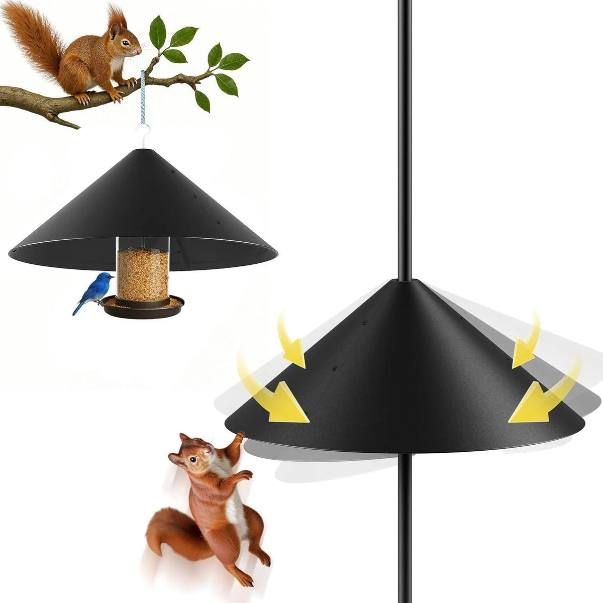 Bird Feeder Baffle Squirrel-Resistant 19 Inch Powder-Coated Metal