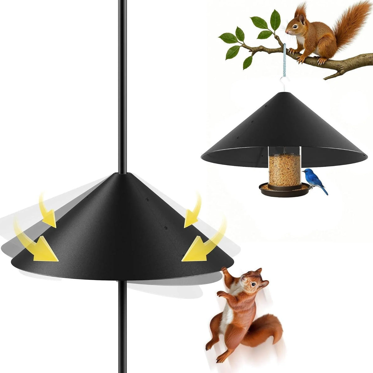 Bird Feeder Baffle Squirrel-Resistant 19 Inch Powder-Coated Metal