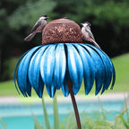 Bird Feeder Coneflower Design Weather-Resistant Metal
