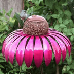 Bird Feeder Coneflower Design Weather-Resistant Metal