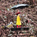 Bird Feeder Powder-Coated Metal Raincoat Silhouette