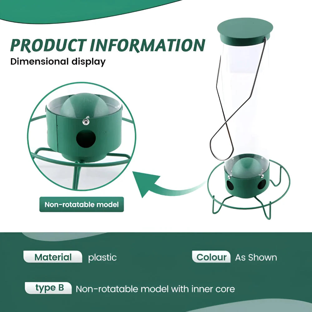 Bird Feeder Squirrel-Proof Rotating Perch 50 cm Tube