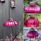 Bird Feeder Station Sunflower Design Weather-Resistant Metal