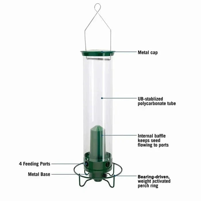 Bird Feeder Weight-Activated Spinning Perch & Clear Tube