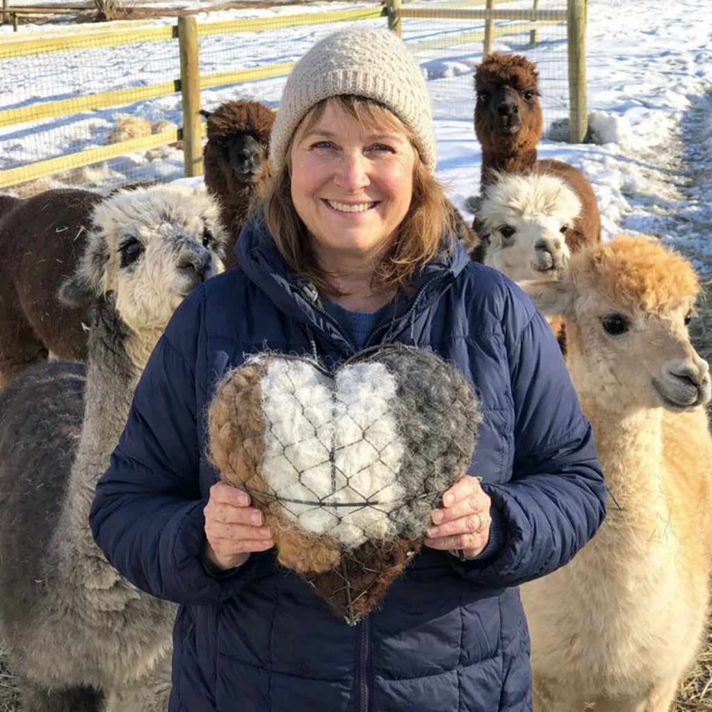 Bird Nesting Material Holder Alpaca Fiber Heart-Shaped Hanging
