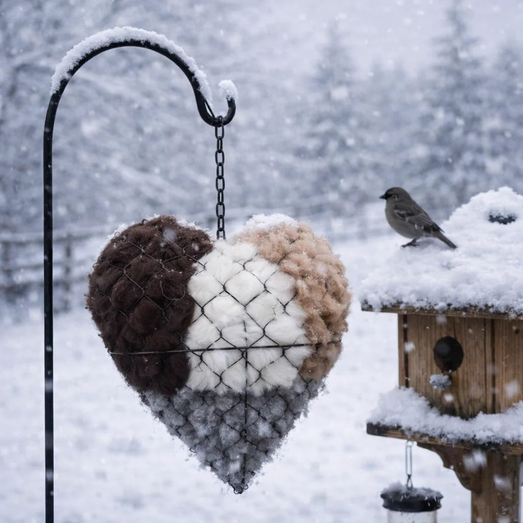 Bird Nesting Material Holder Alpaca Fiber Heart-Shaped Hanging