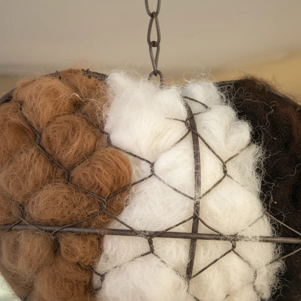 Bird Nesting Material Holder Alpaca Fiber Heart-Shaped Hanging