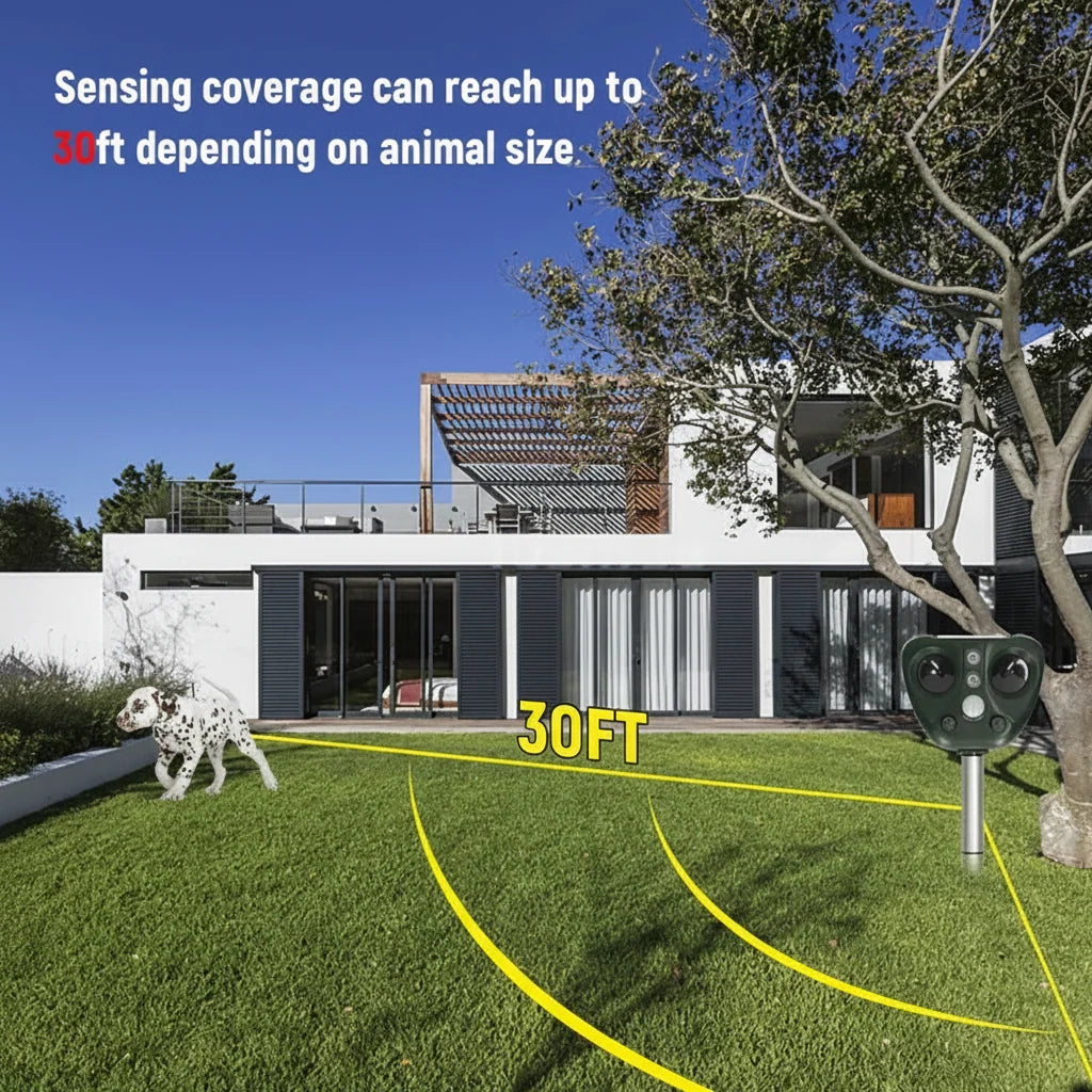 Bird Repeller Solar-Powered Ultrasonic 30 Ft Coverage