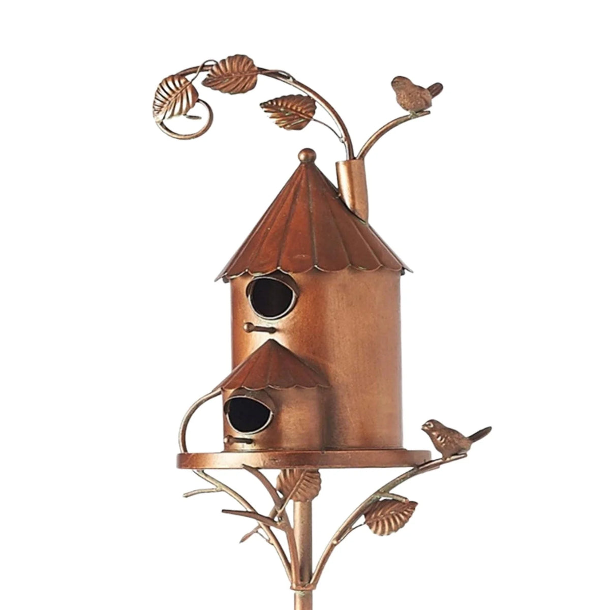 Birdhouse Sculptural Metal Weather-Resistant Garden Stake