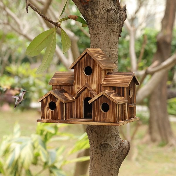 Birdhouse Weather-Resistant Wood Easy Mounting & Ventilated