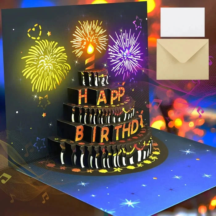 Birthday Card 3D Pop-Up Cake LED Lights & Music