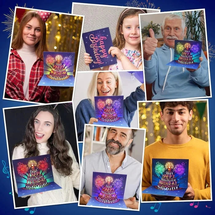 Birthday Card 3D Pop-Up Cake LED Lights & Music