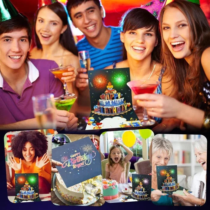 Birthday Card 3D Pop-Up Cake LED Lights & Music
