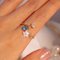 Birthstone Ring Adjustable Floral Cubic Zirconia