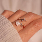 Birthstone Ring Adjustable Floral Cubic Zirconia