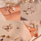 Birthstone Ring Adjustable Floral Cubic Zirconia