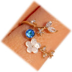 Birthstone Ring Adjustable Floral Cubic Zirconia