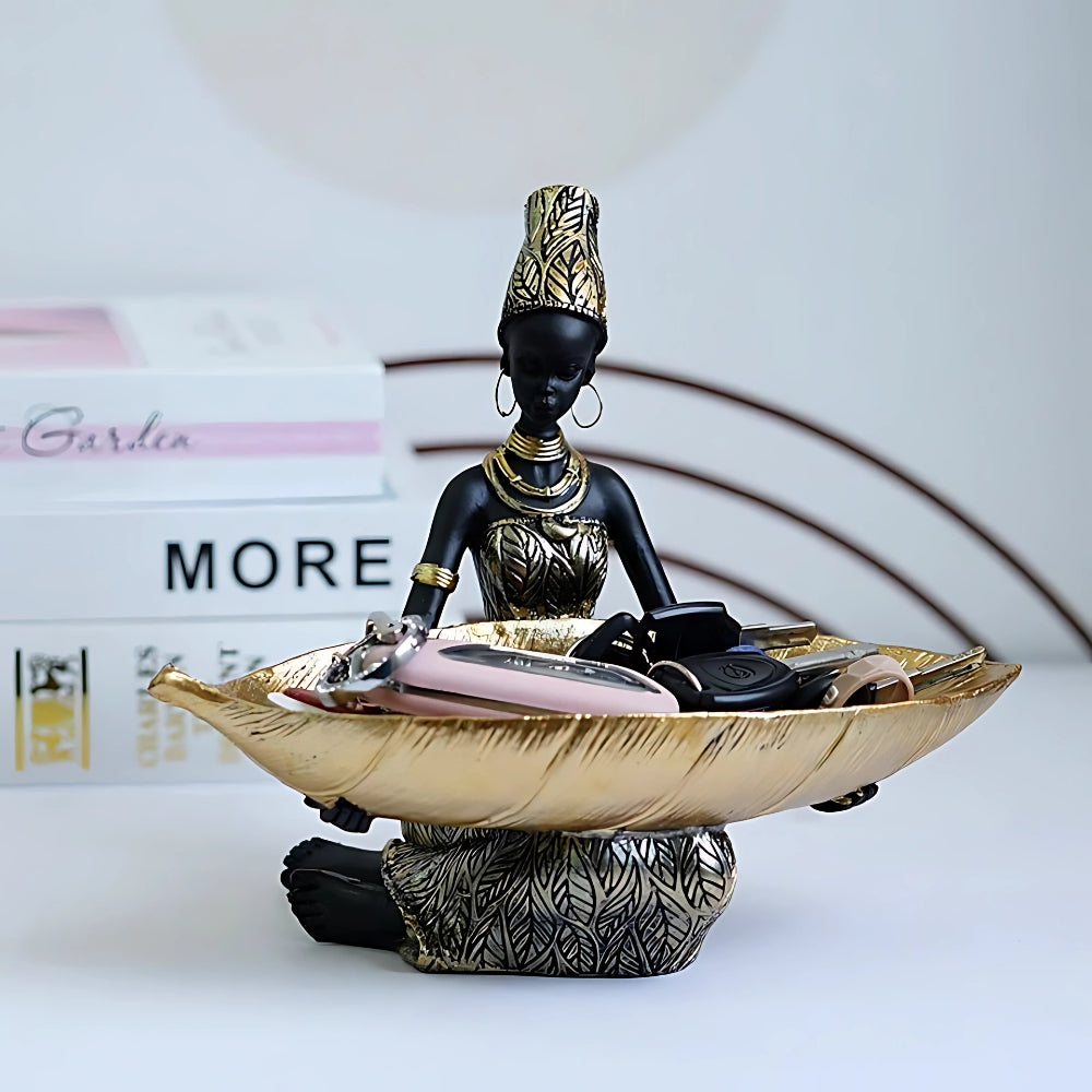 Black Resin Sculptural Jewelry Catch Tray