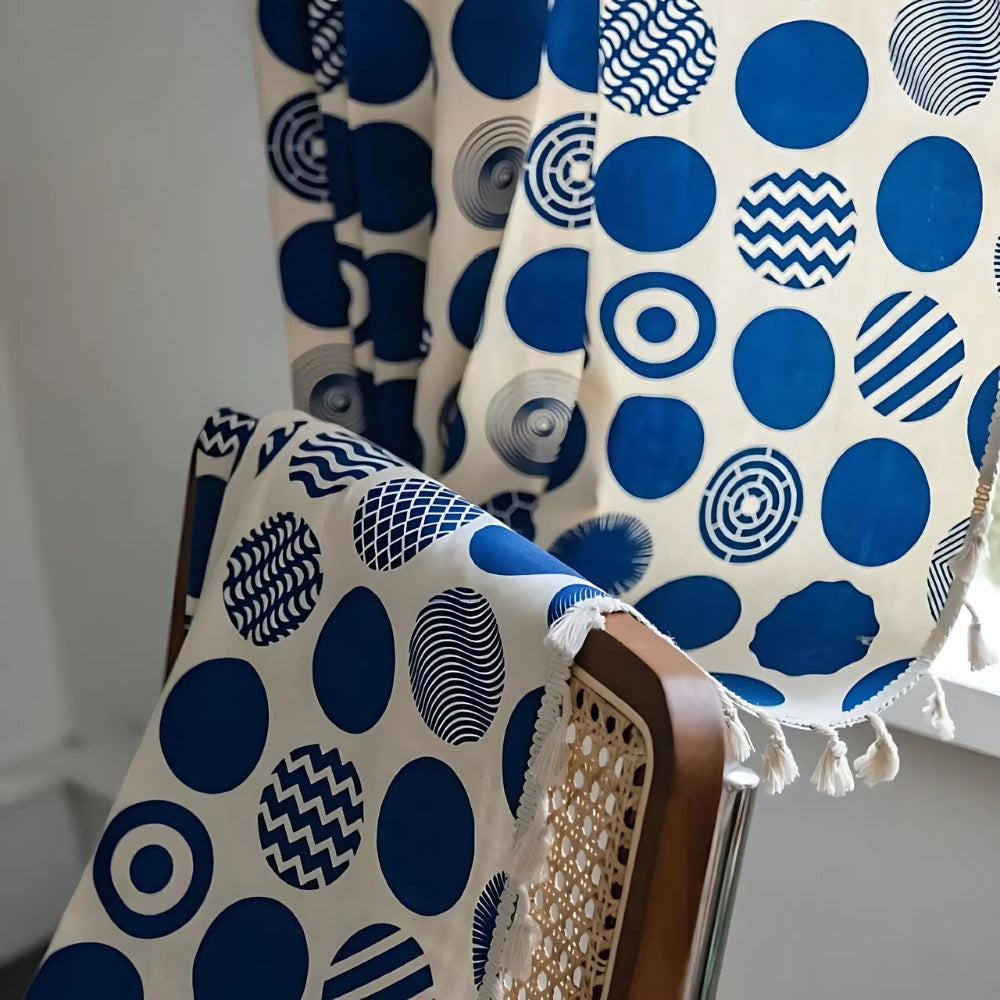 Blackout Microfiber Retro Polka Dot Window Curtain (Machine Washable)