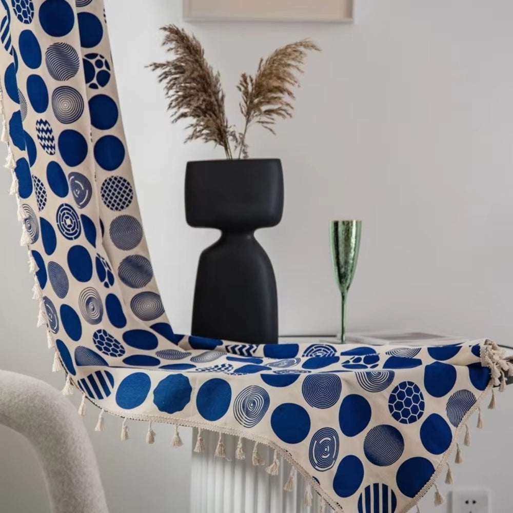 Blackout Microfiber Retro Polka Dot Window Curtain (Machine Washable)