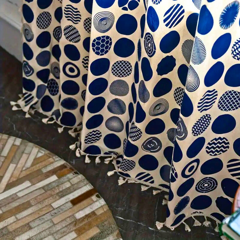 Blackout Microfiber Retro Polka Dot Window Curtain (Machine Washable)