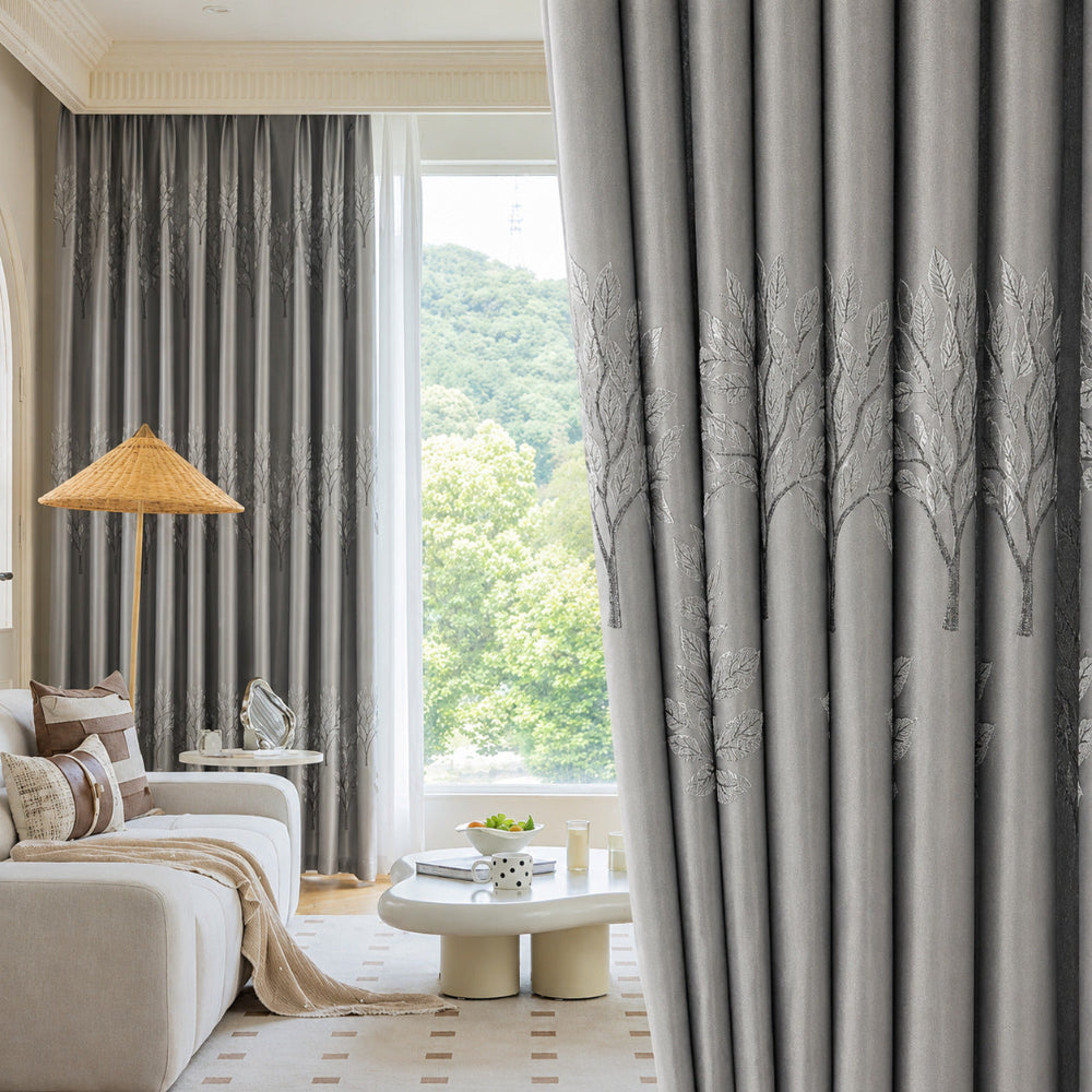 Blackout Thermal-Insulating Curtains (Vine Embroidery)