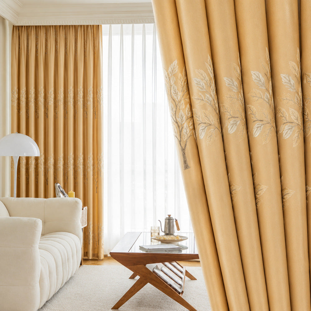 Blackout Thermal-Insulating Curtains (Vine Embroidery)