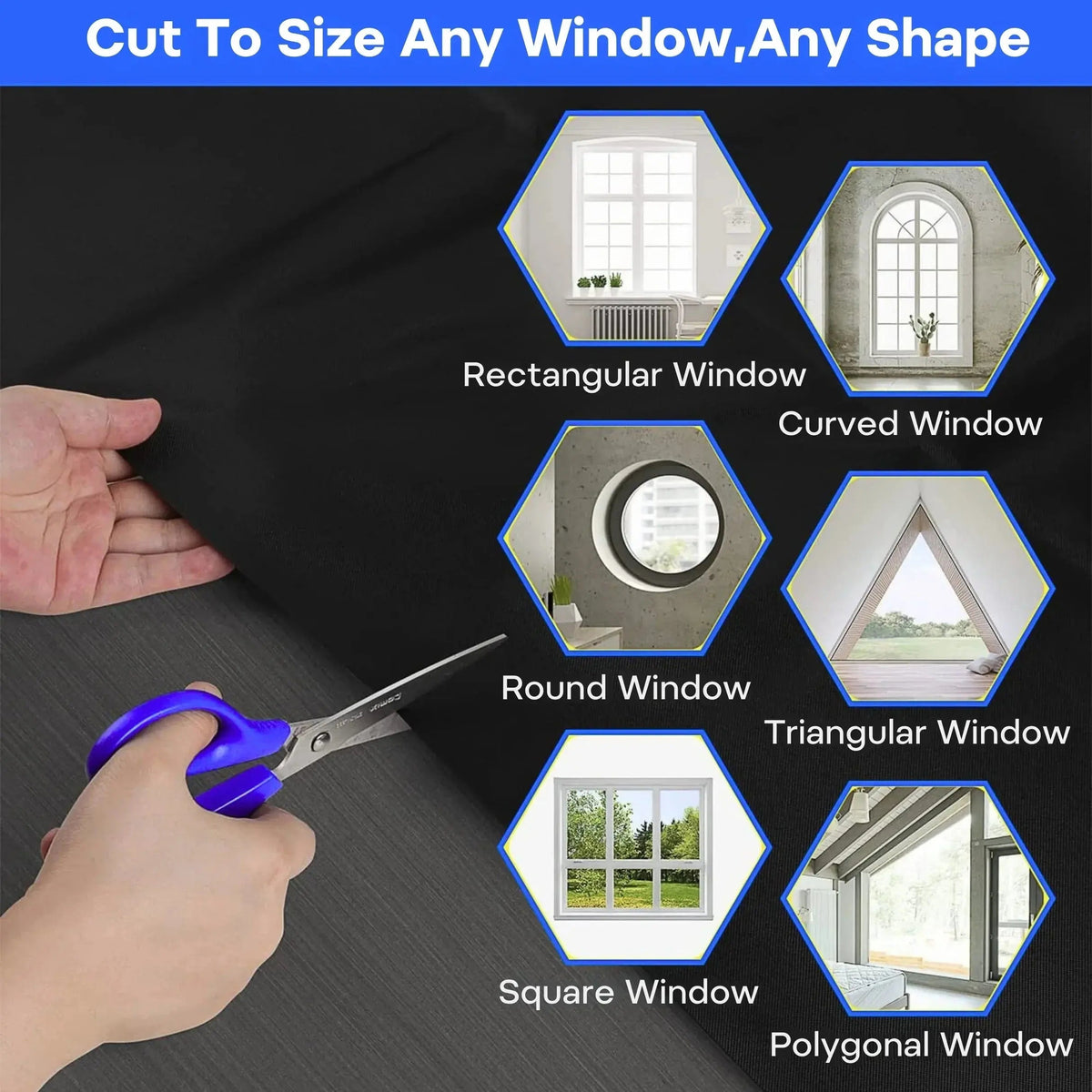 Blackout Window Shade Triple-Weave Polyester Magnetic Edges & Suction