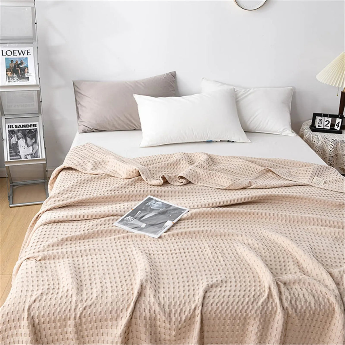 Blanket 100% Cotton Waffle Weave Lightweight Breathable