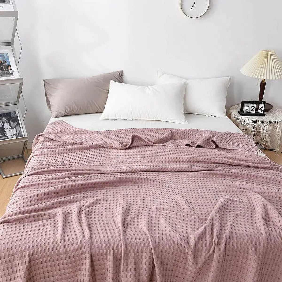 Blanket 100% Cotton Waffle Weave Lightweight Breathable