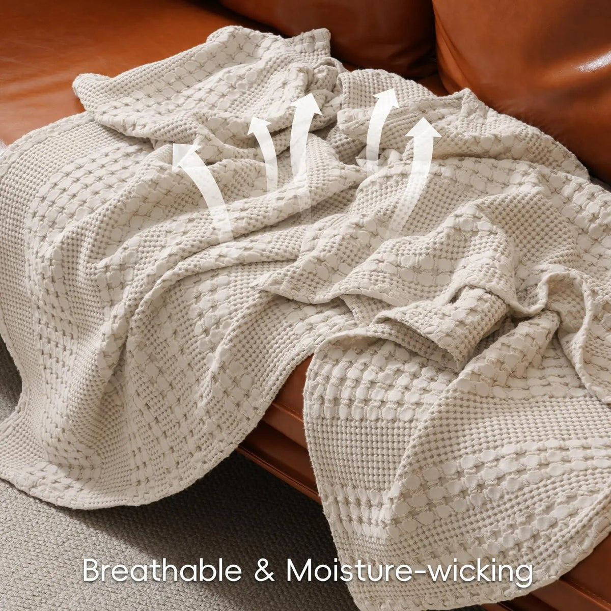 Blanket 100% Cotton Waffle Weave Lightweight Breathable