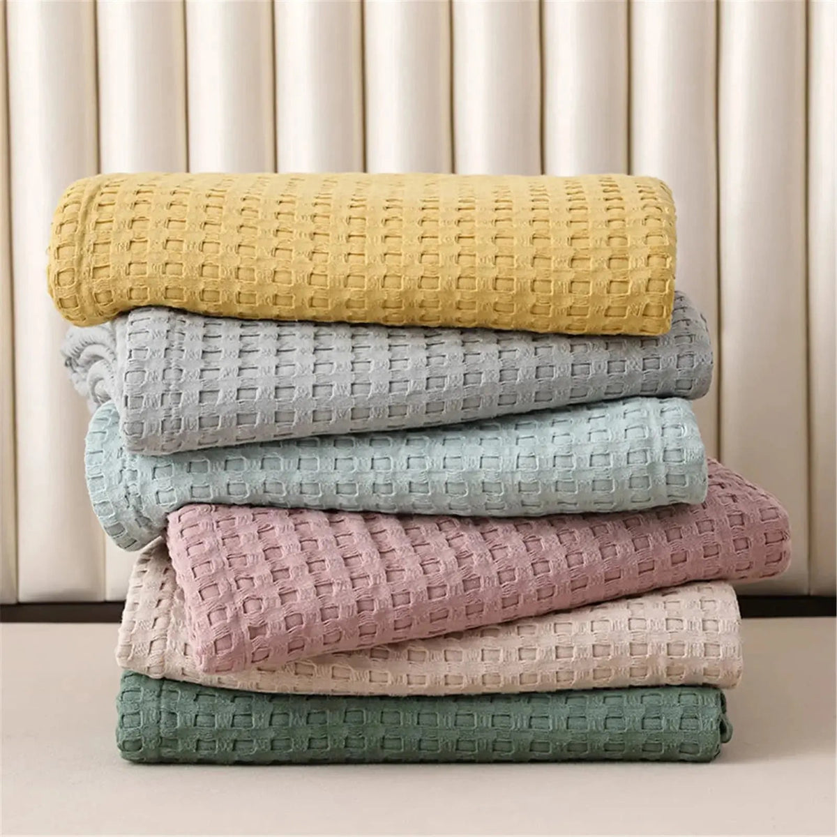 Blanket 100% Cotton Waffle Weave Lightweight Breathable