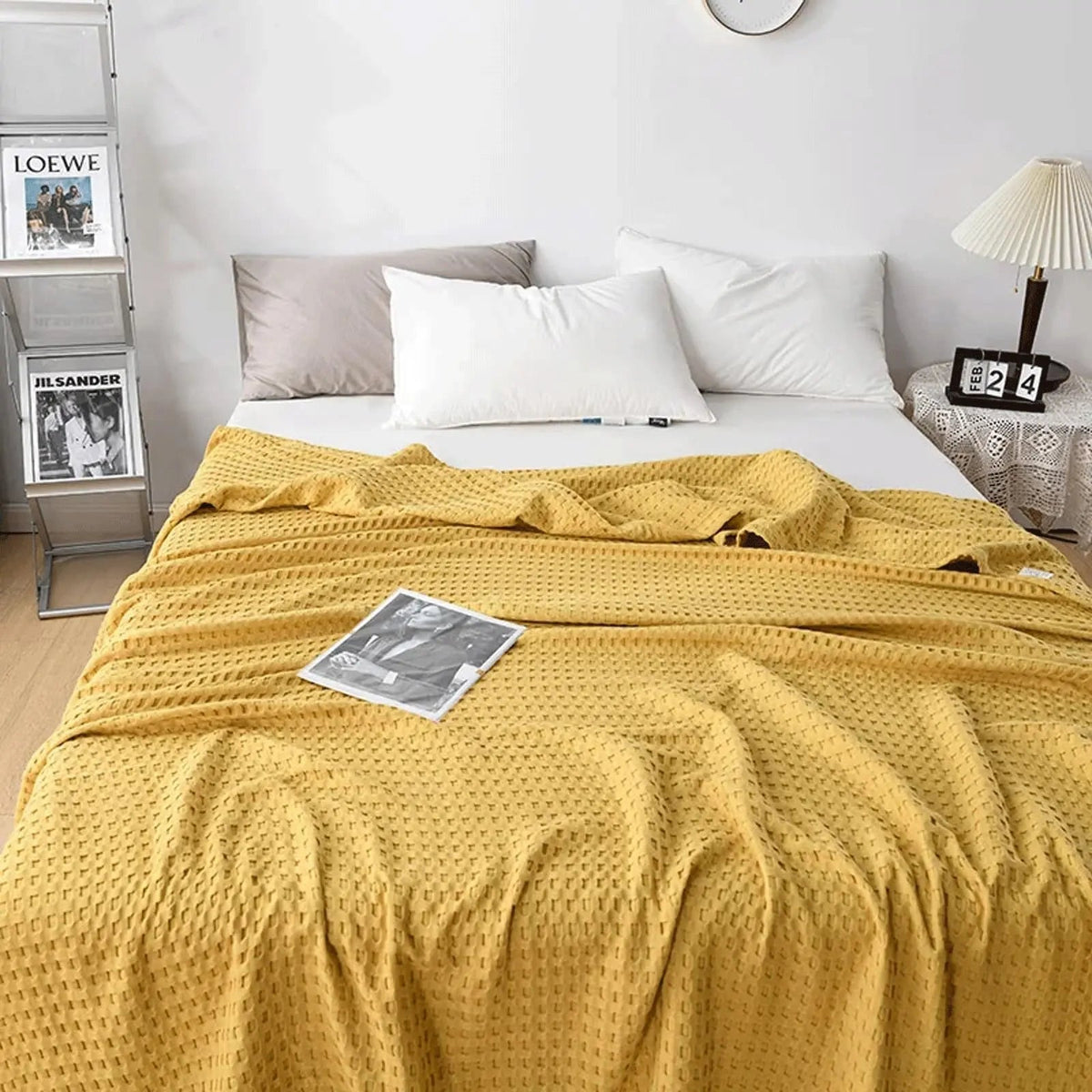 Blanket 100% Cotton Waffle Weave Lightweight Breathable