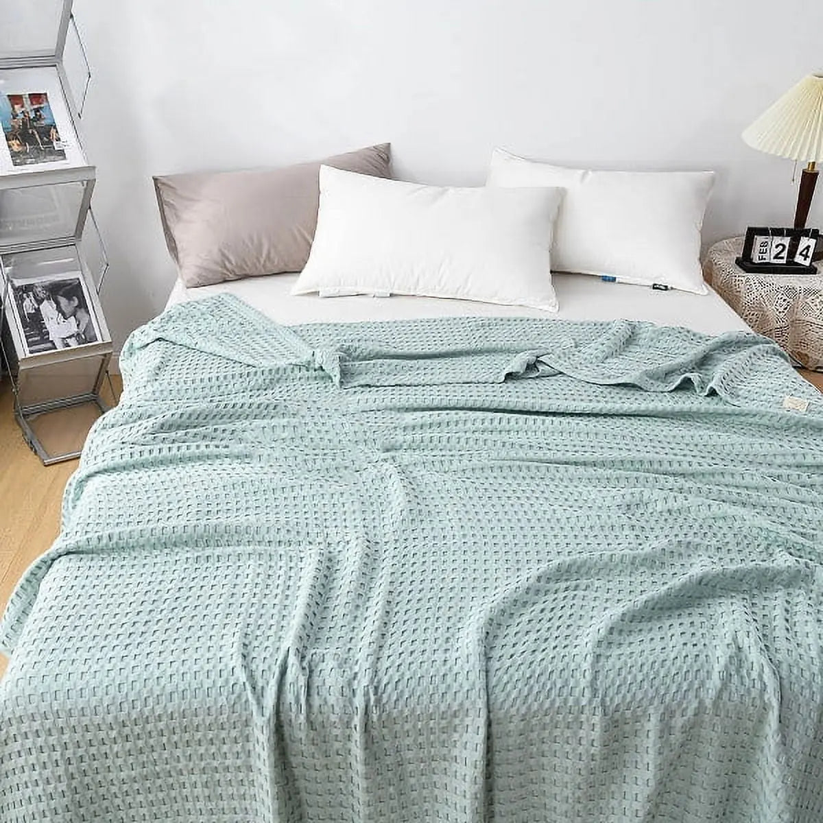 Blanket 100% Cotton Waffle Weave Lightweight Breathable