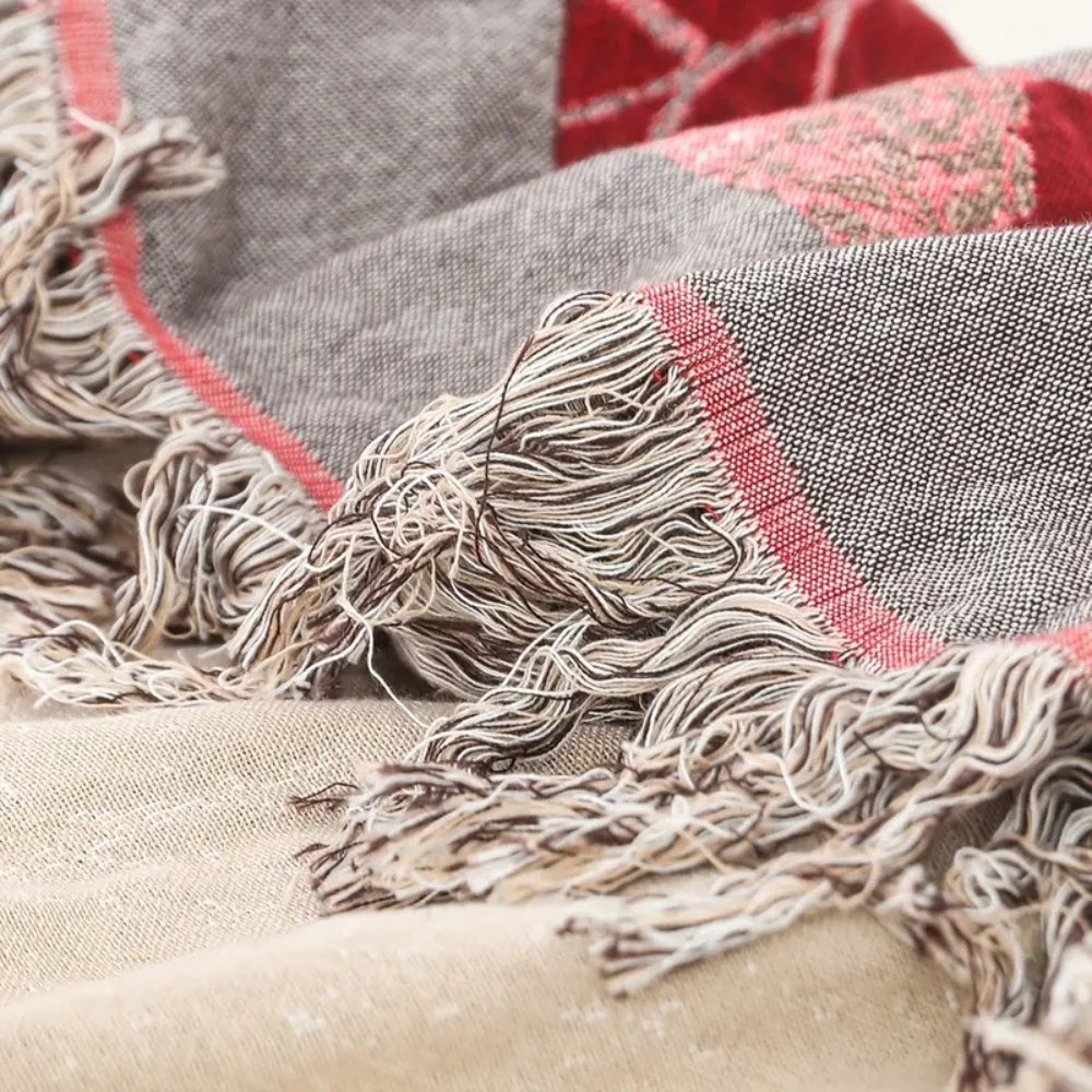 Blanket Cotton Gauze Breathable Jacquard Tassel Trim
