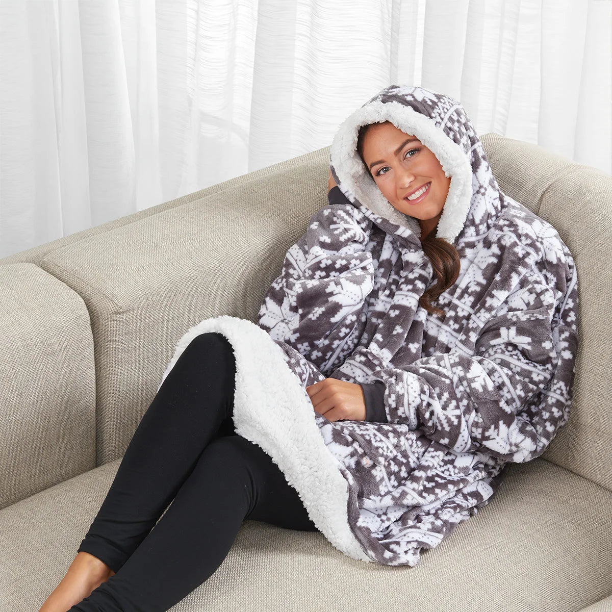 Blanket Hoodie Oversized Front Pocket Machine-Washable