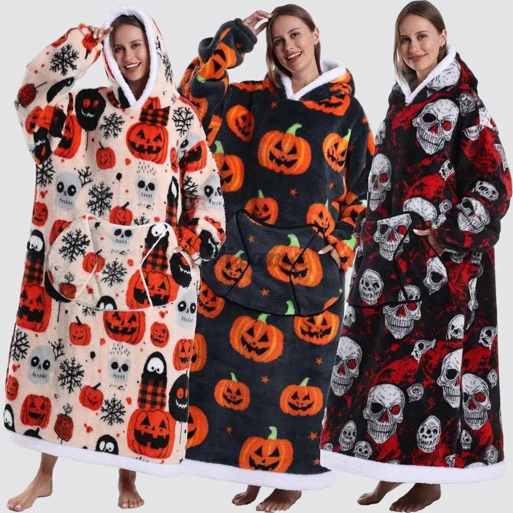 Blanket Hoodie Oversized Knee-Length Large Hood & Machine Washable