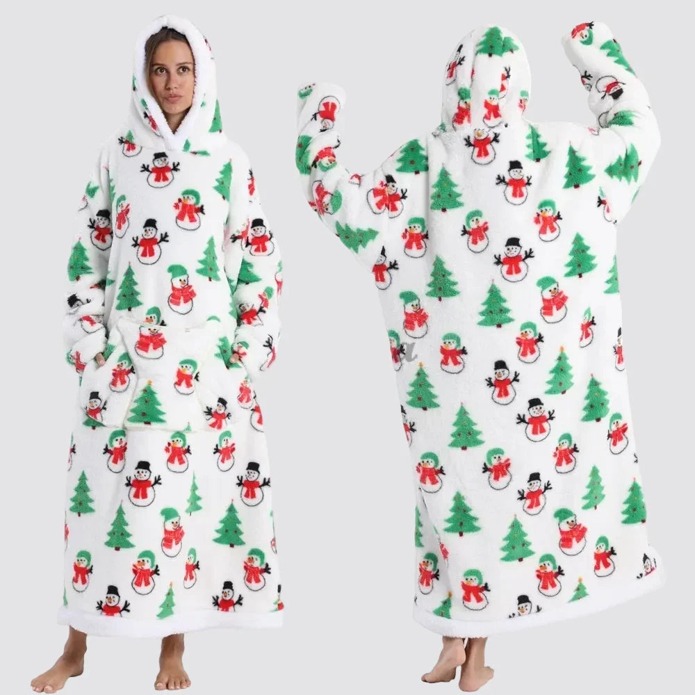 Blanket Hoodie Oversized Knee-Length Large Hood & Machine Washable