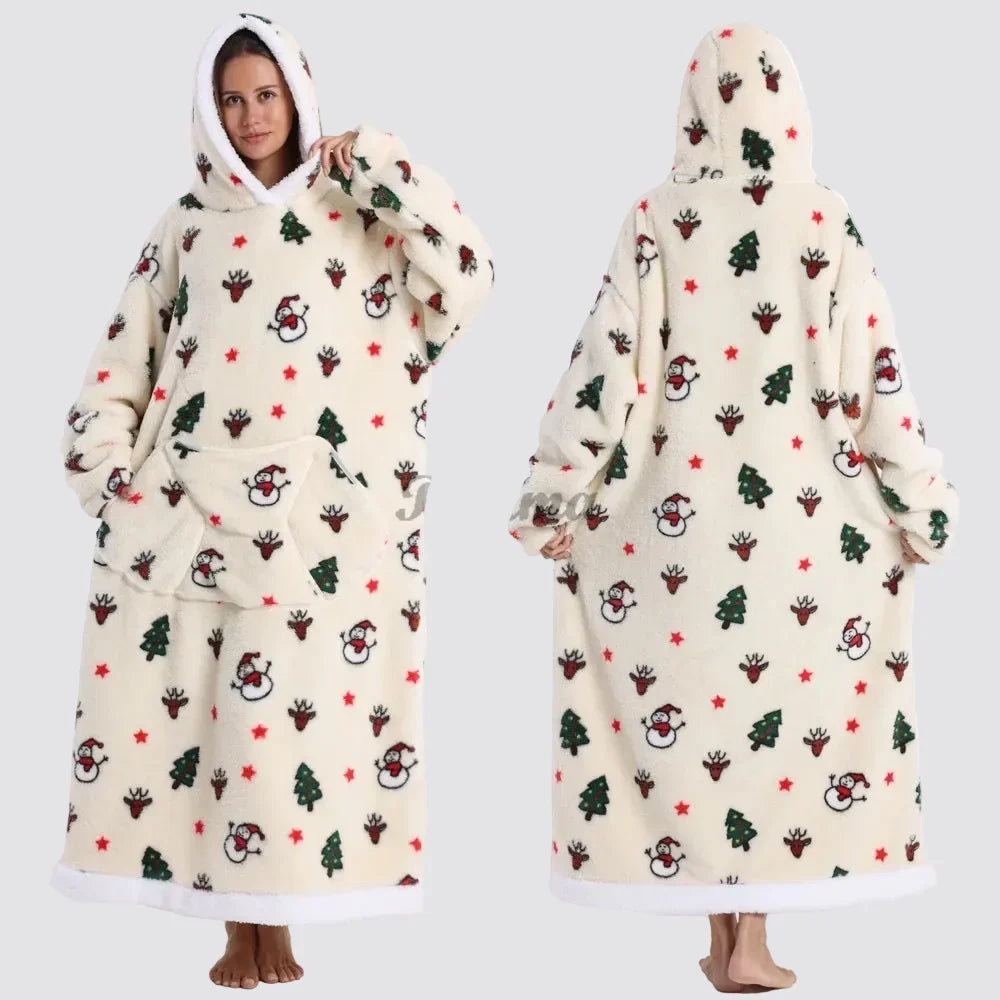 Blanket Hoodie Oversized Knee-Length Large Hood & Machine Washable