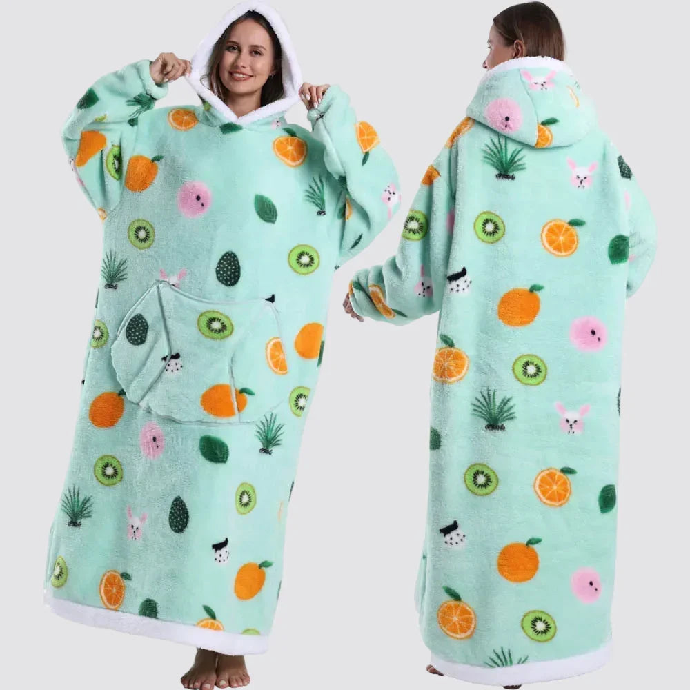 Blanket Hoodie Oversized Knee-Length Large Hood & Machine Washable