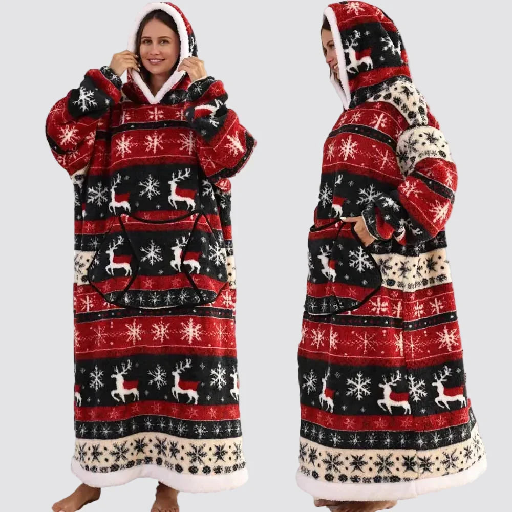 Blanket Hoodie Oversized Knee-Length Large Hood & Machine Washable
