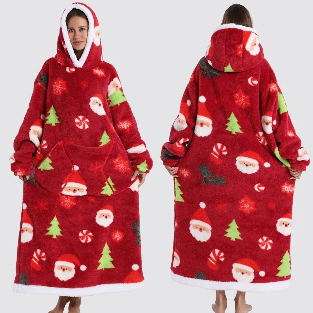 Blanket Hoodie Oversized Knee-Length Large Hood & Machine Washable