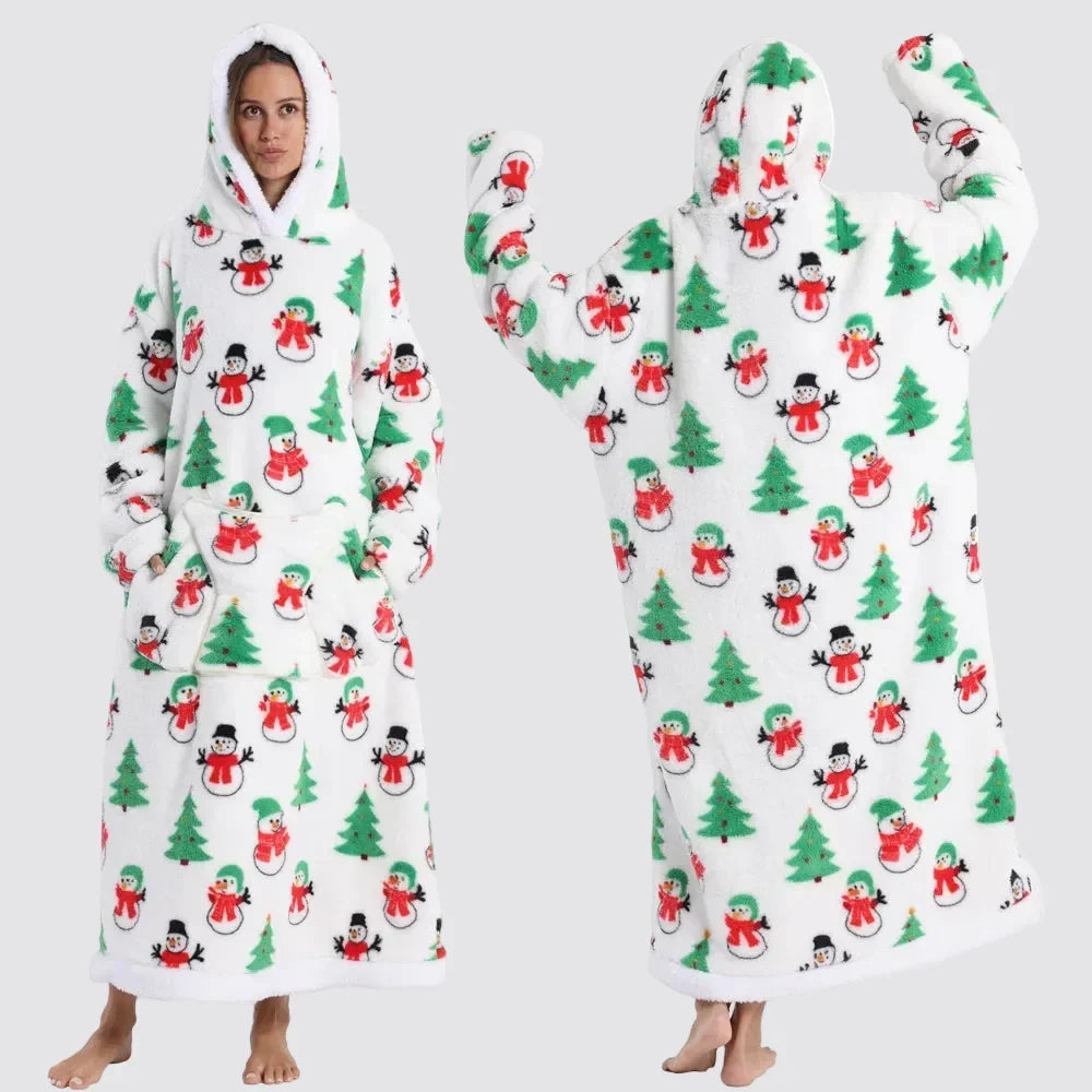Blanket Hoodie Oversized Knee-Length Large Hood & Machine Washable