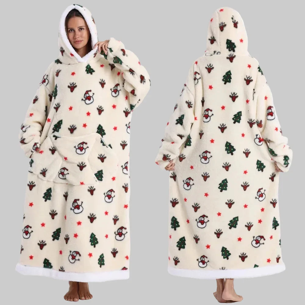Blanket Hoodie Oversized Knee-Length Large Hood & Machine Washable
